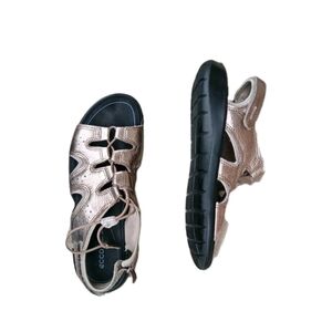Ecco Lace Up Adjustable Strap Comfort Sandals Copper & Black  Size 39